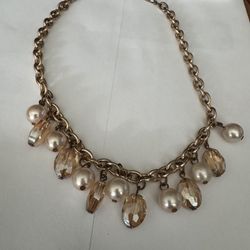 Costume Necklace with Pearls and Crystals