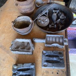 Vintage Lead Sinker Molds and Smelting Items