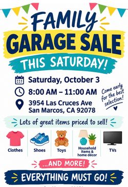 Sale !!!! 8am- 11am