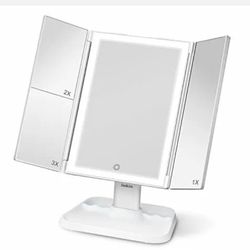 Makeup Mirror 72 LED Vanity Mirror with Lights Trifold Mirror 3 Color White