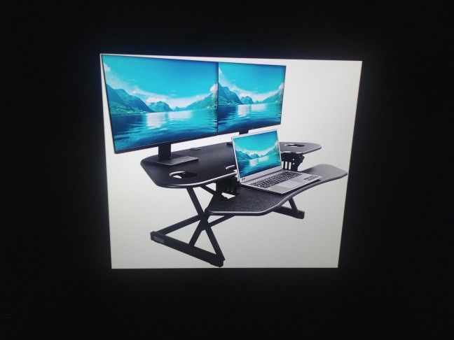 New Rocelco 46" Adjustable Desk Converter Sit Or Stand Tabletop Computer Workstation