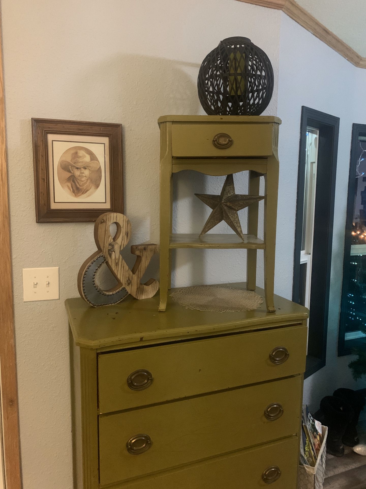 Old vintage antique dove tail dresser and night stand