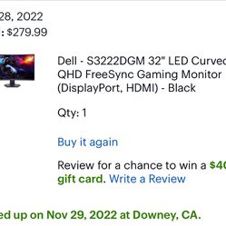 CURVED Gaming Monitor DELL 32”