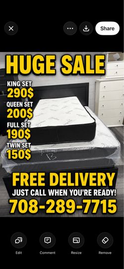 Huge sale for Mattress And Box Twin size #mattress and box 150.$ full 190$ Queen 200$ king 290$. free delivery free set up 708….289…7715… cash or Zell