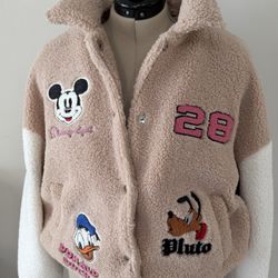 Disney X Forever 21 Varsity Sherpa Bomber Jacke, NEW