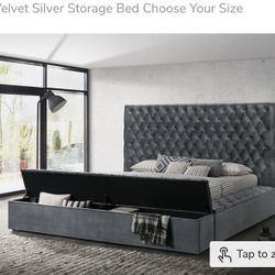 King Size Platform Velvet Bed