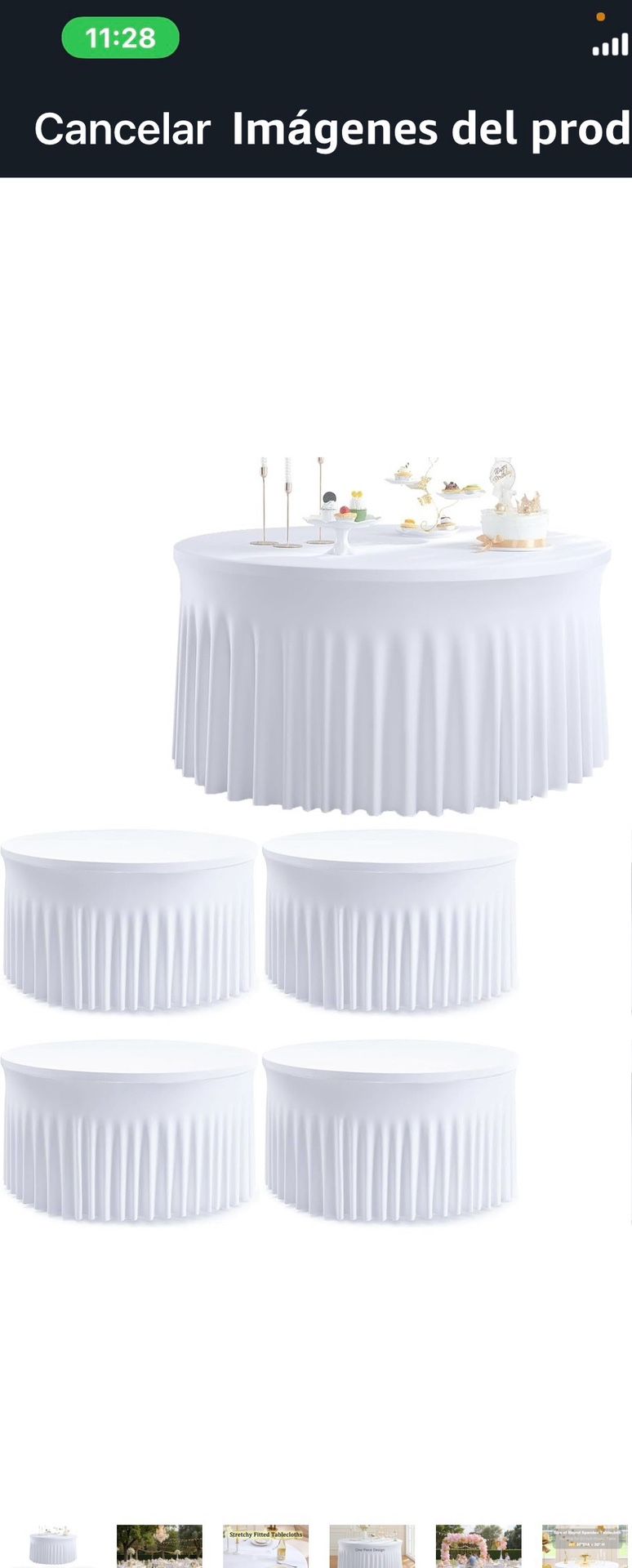 5 Pack White Round Spandex Tablecloths For 60in Tables, 120Inch Stretchy Fitted 5FT Round Table Clothes,Wrinkle Free Table Cover With Skirt For Weddin