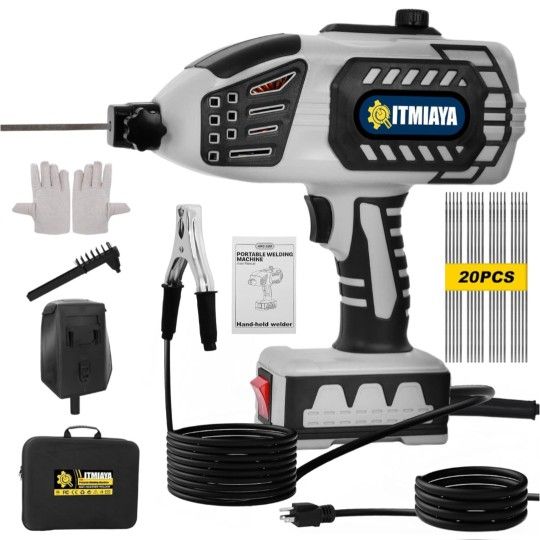 Handheld Welder 110V ARC Portable Electric Welding Machine with 20PCS Electrodes IGBT Inverter 20-120Amps Stepless Current 1/16"-1/8" Electrodes for B