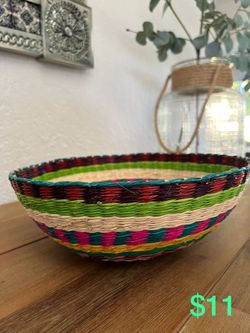 Woven Straw Colorful Bowl
