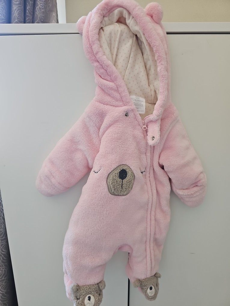 Pink Teddy Bear Warm Oneies