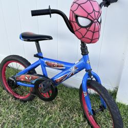 Spider-Man bicycle for sale, 16-inch wheels.