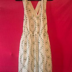 Womens White/Green Dress