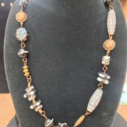 Brass, Agate, Bakalite, Necklace 