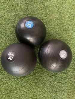 SLAM BALL SET: (1) 15 LB, (1) 20 LB, (1) 30 LB ALL NEW WORKOUT GYM EQUIPMENT