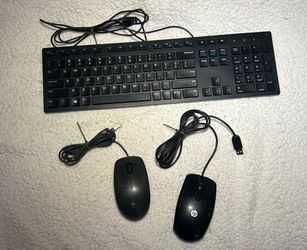 Dell Wired Keyboard and 2 Wired Mice (Logitech, HP)