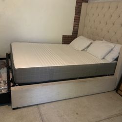 Bed Frame With Matress And Large Storage Drawer