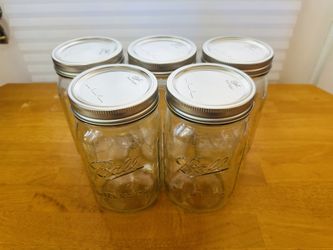5 New Mason Jars, 32oz, Wide Mouth 