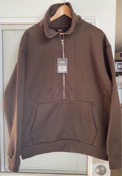 Mack Russo Men's Half Zip Sweatshirt XL Brown Fleece Pullover NWT