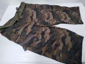 Mens Cargo Shorts 42x19 Big Tall Camo Green With Belt