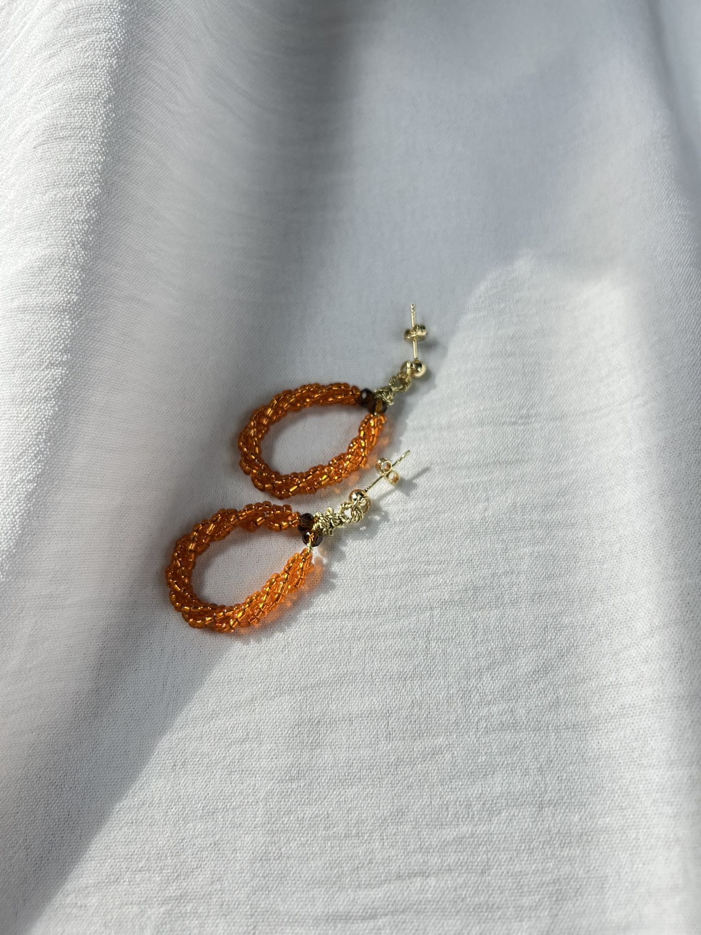 Orange crochet earrings 