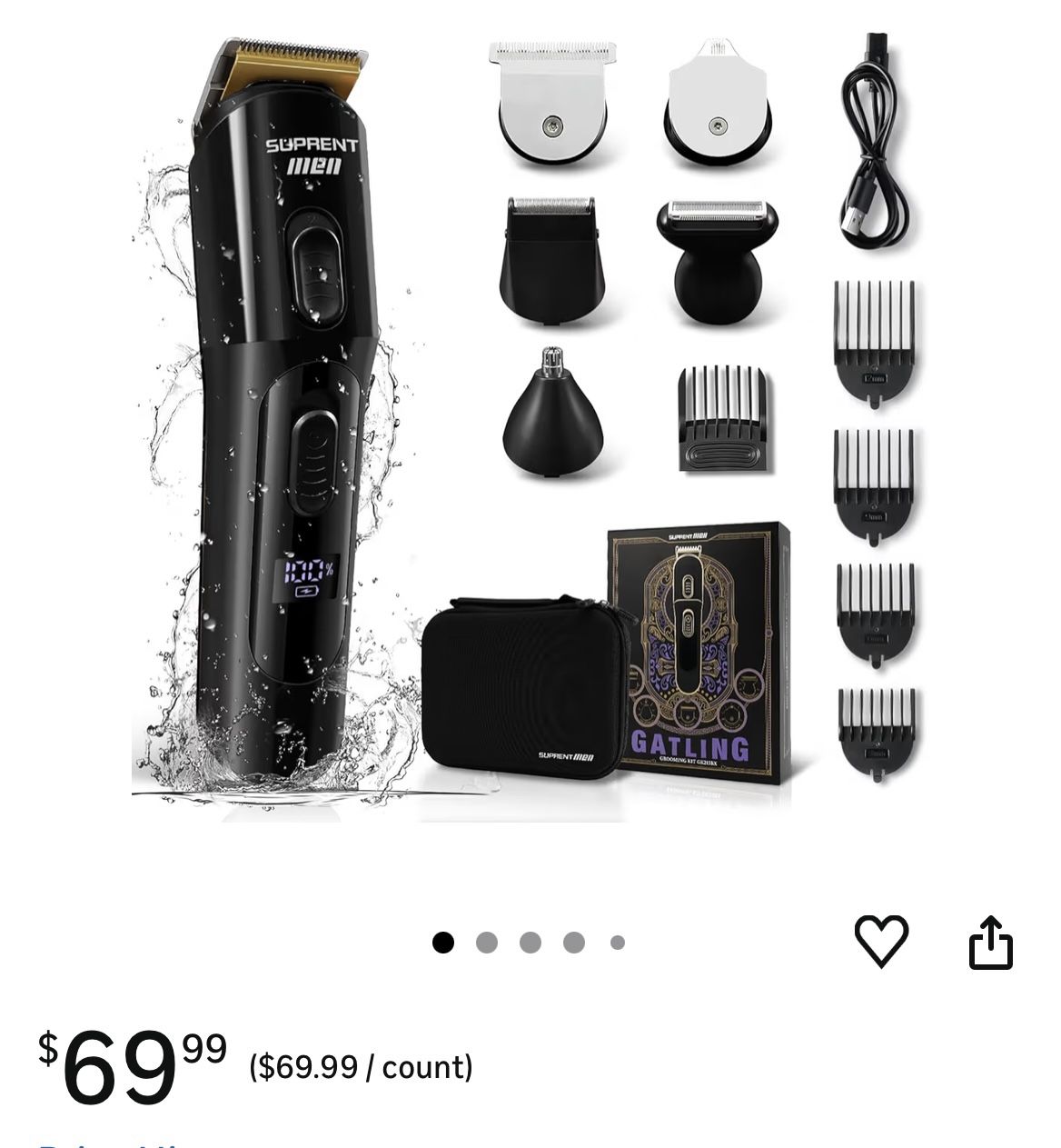 🆕 In 📦 Hair Trimmer for Men1️⃣6️⃣Pieces Mens Grooming Kit with Electric Hair Trimmer,Mustache Body Face,IPX7Waterproof,Premium Gift,Suitable for Hai