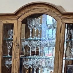 Hanging oak hutch/curio two shelves