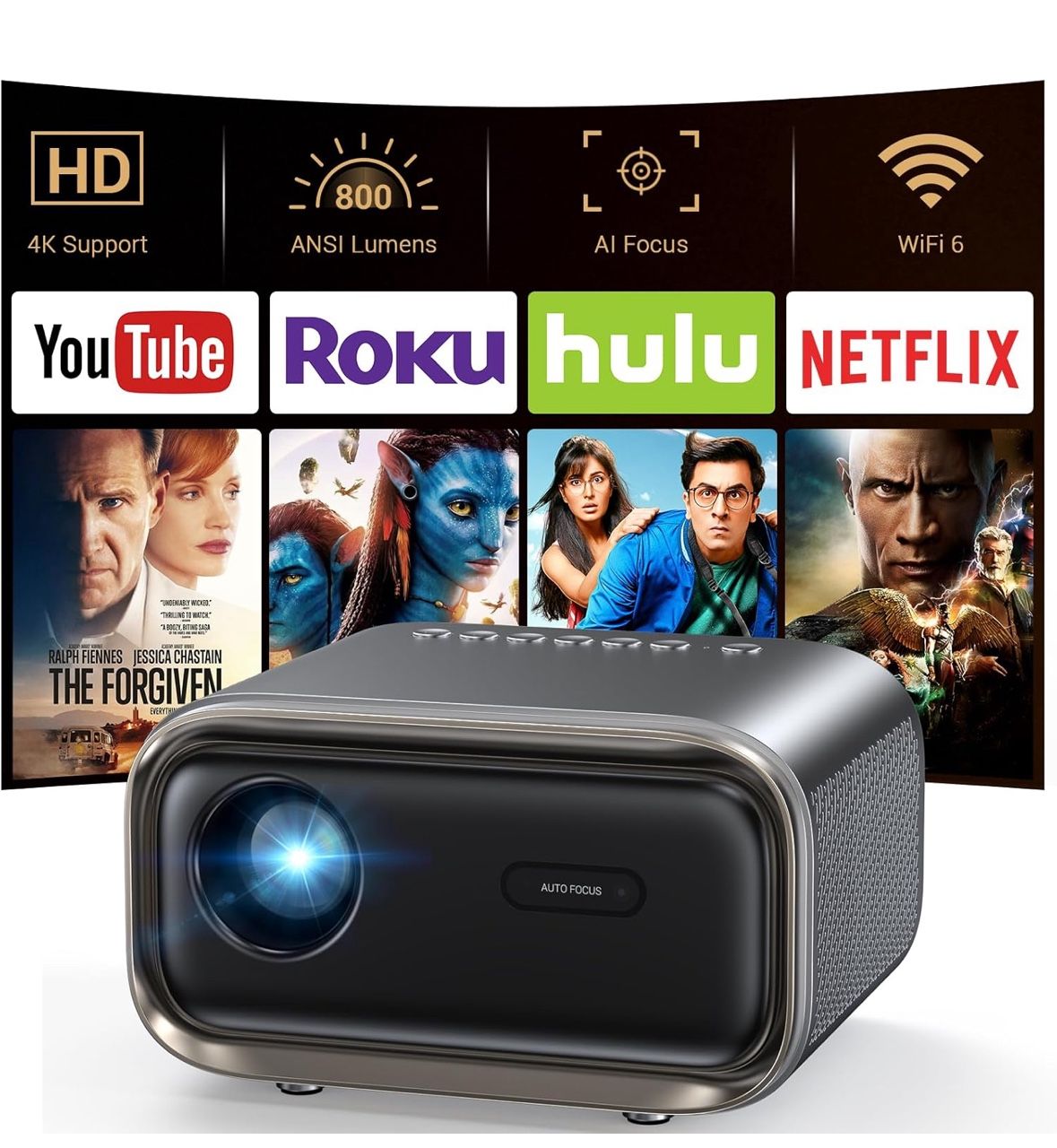 Projector with WiFi and Bluetooth, Brand New