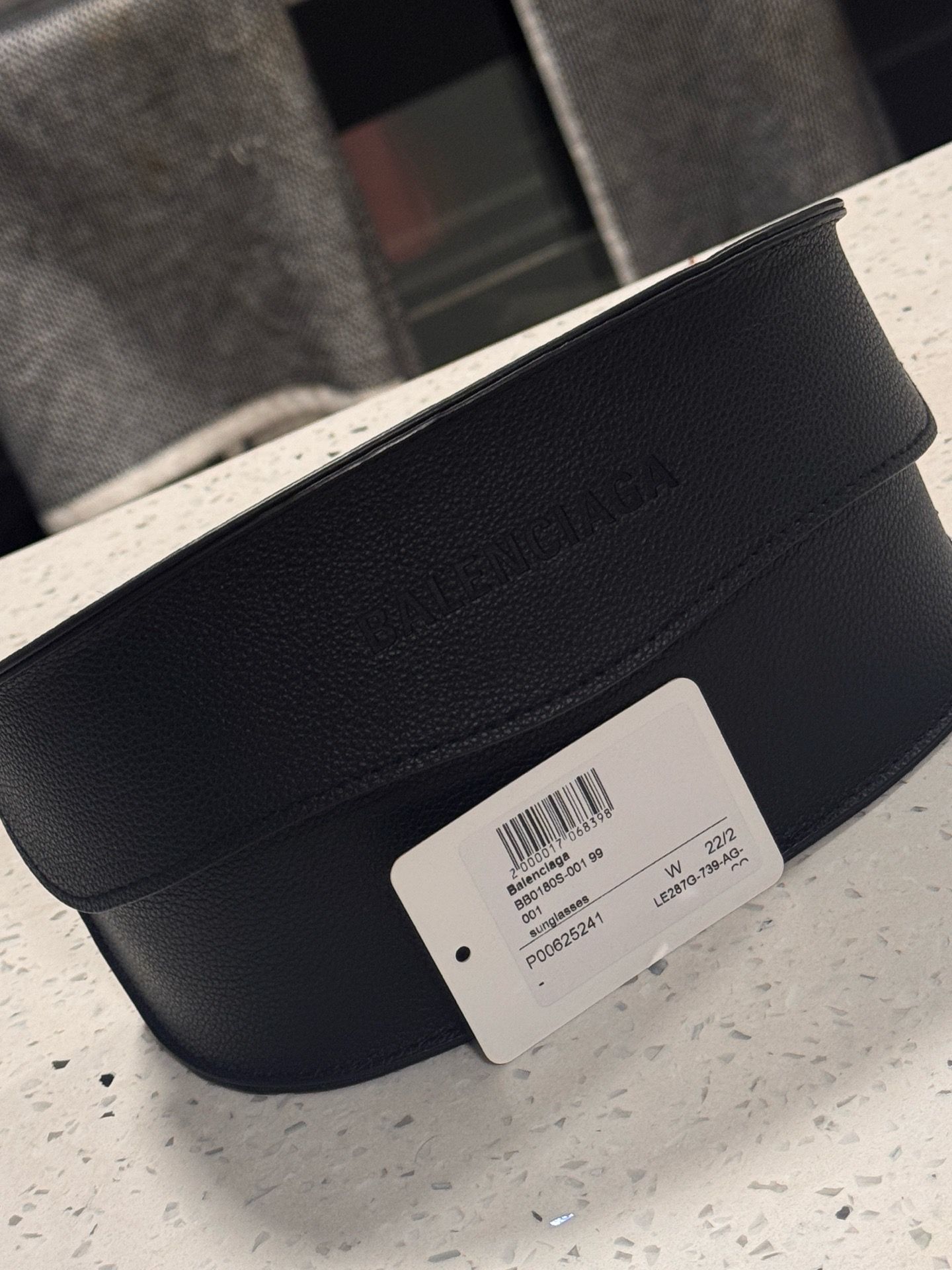 Balenciaga Black Leather Hard Case for Sunglasses