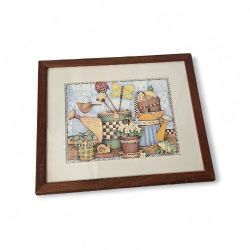 One Happy Day Framed Country Garden Watering Can Rustic Cottagecore Wall Art