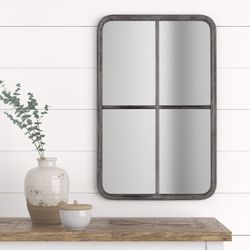 Stone & Beam Vintage Window Mirror -28 Inch, Antique Grey Blue