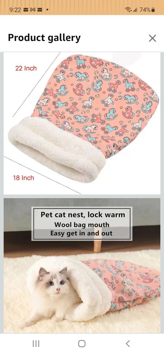 Cat Bed Sleeping Bag for Indoor Cats - Pet Slipper Cave Bed for Indoor Cats and Small Dogs, Cozy & Soft Plush, Anti-Slip & Durable, Washable