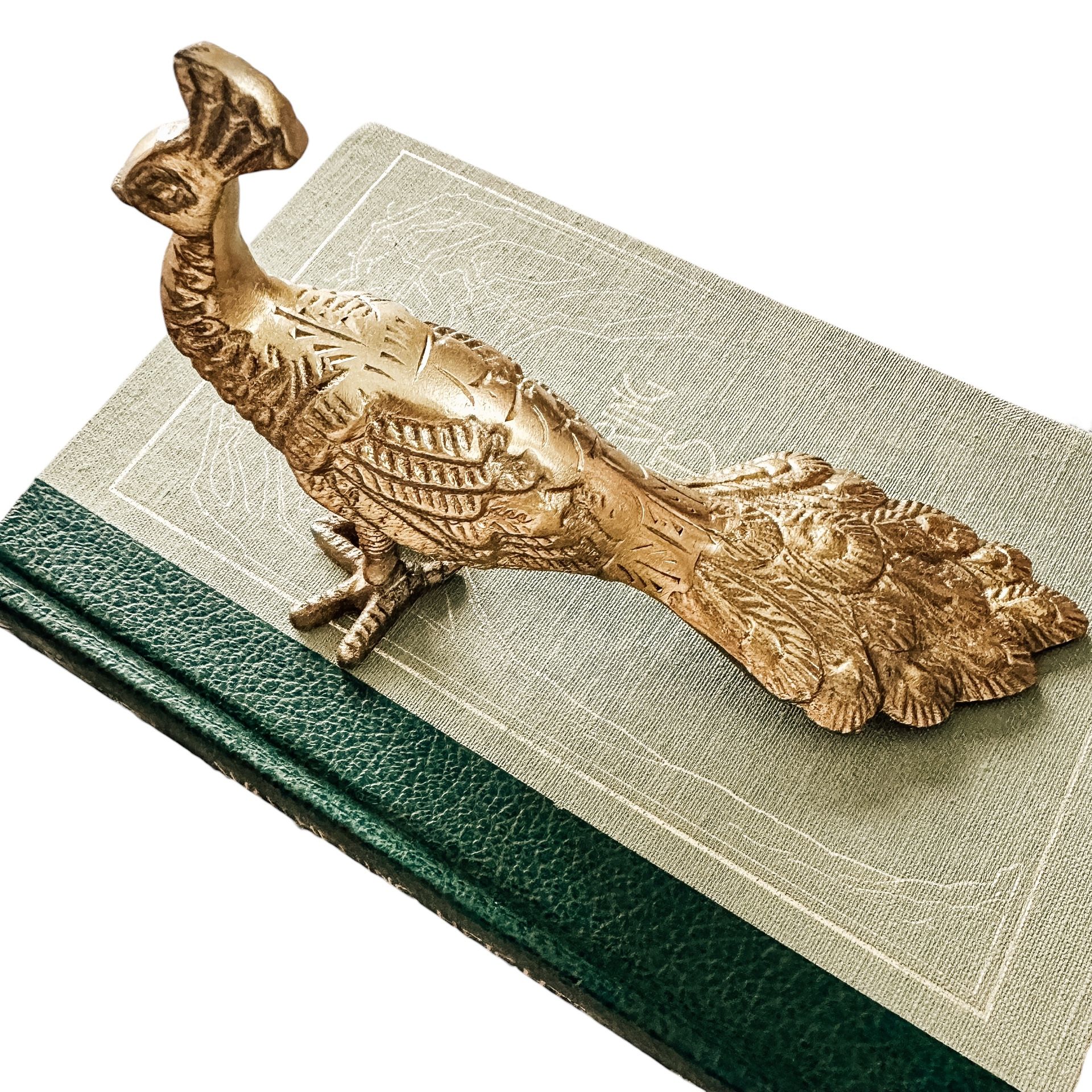 Vintage Brass Peacock Bird Figure Home Decor Tabletop Vignette Antique Gold Finish Eclectic Boho Mod