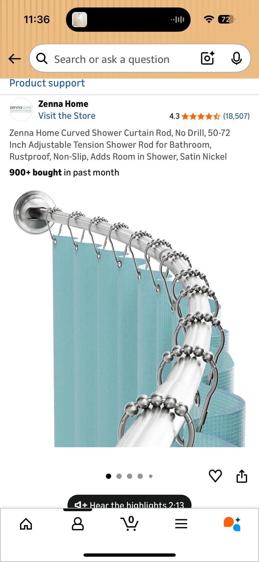 Curved Shower Rod With Hooks