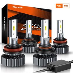 9005/HB3 H11/H9/H8 60W 6000K White IP67 LED Headlight Bulbs 2 Pairs
