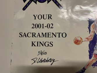  2002 Sacramento Kings Poster Signed By Artist