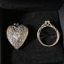 silver ring & locket 