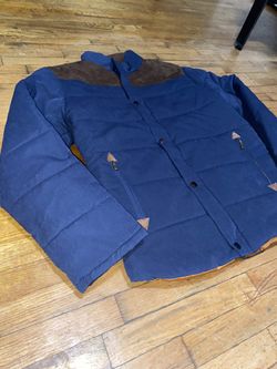 Mens Blue Puffer Jacket Coat