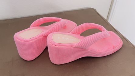 hot pink fabric wedges sandal