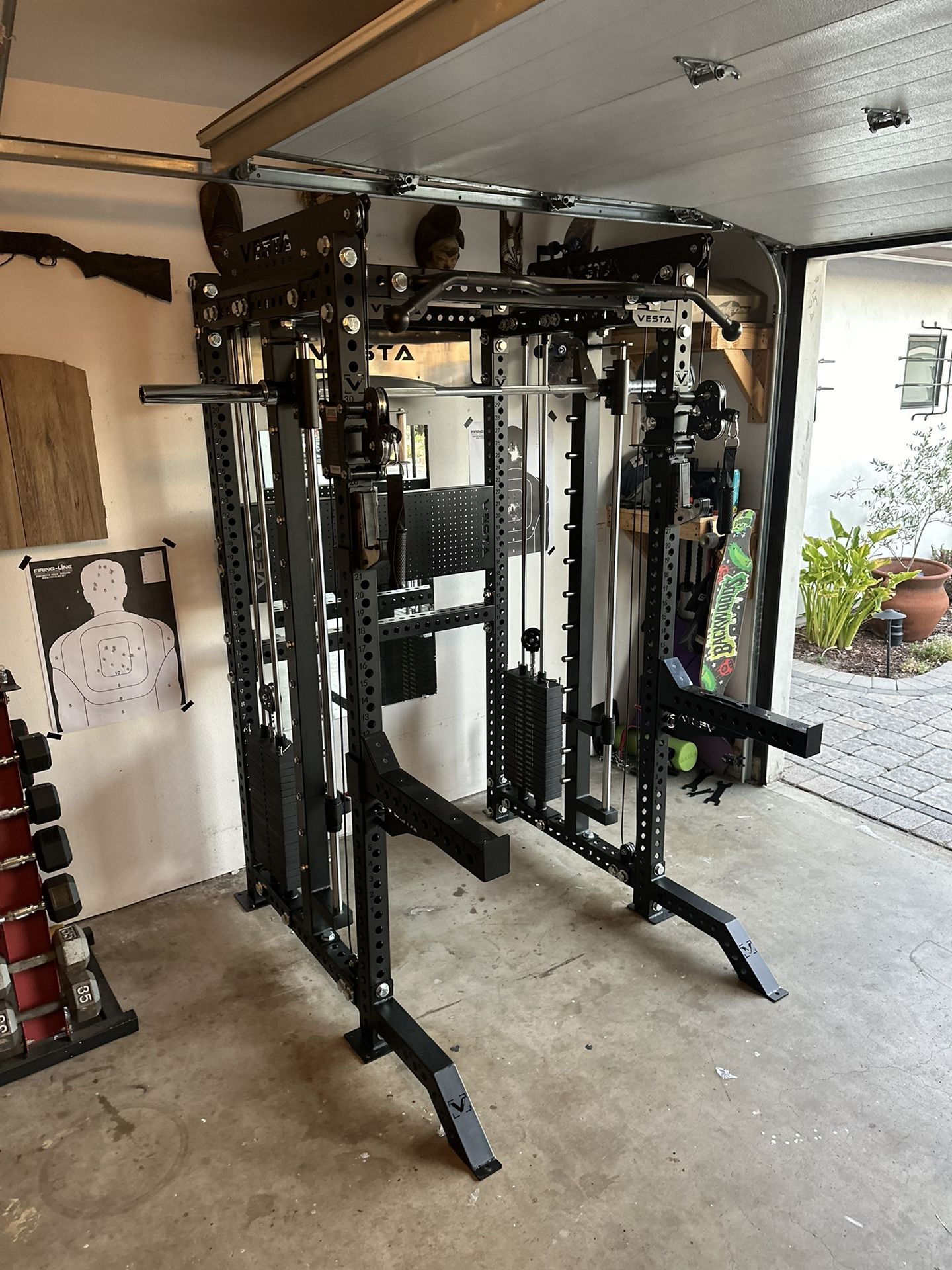 PRO SERIES Ultimate 3-1 Half Rack Functional Trainer w/Smith Machine Bar | 400lb Stack | Gym Equipment | Fitness | Commercial | Squat Rack