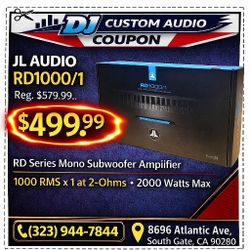 JL Audio RD Series Car Mono Subwoofer Amplifier 2000 Watts RD1000/1 🚨 Payment Options Available 🚨 No Credit Needed 🚨 