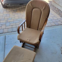 Solid Oak Rocking Chair With Cusions Perfect Condition