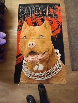 • Pit Bull Chain Collar Velour Beach Towel - 100% Cotton
