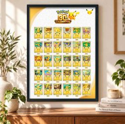 Pokemon 30th Anniversary Celebrations Card Display Poster 20x30 For 30 Pikachus