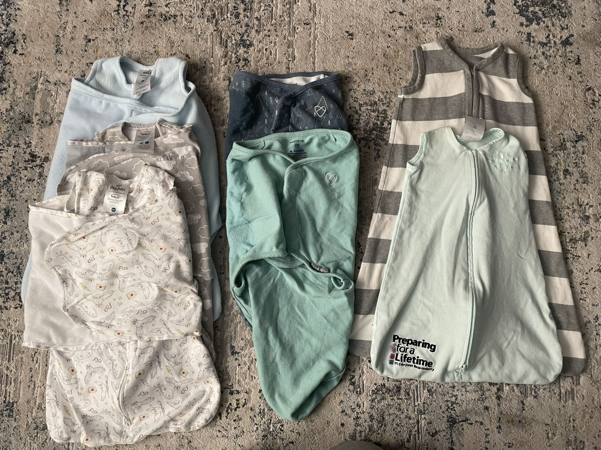 Baby Boy Lot🍼 Clothes 0-6 M + Swaddles, Sleep Sacks, And Diapers