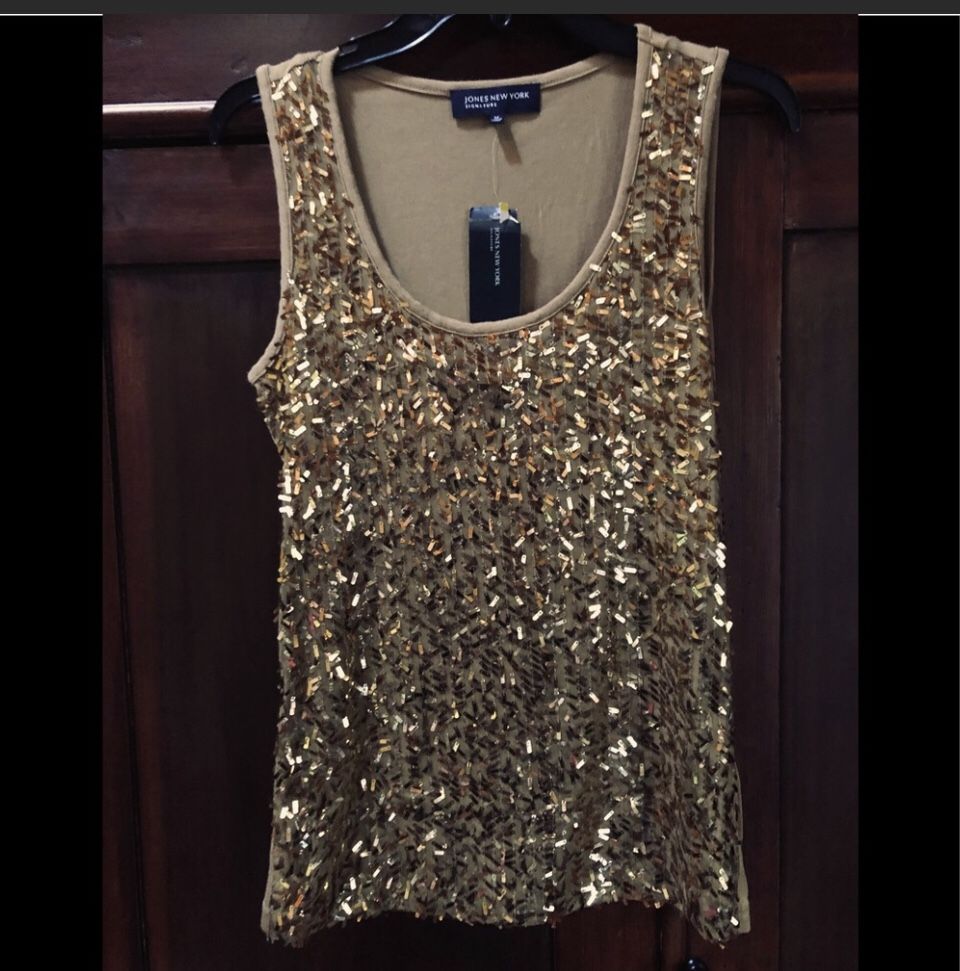 NWT Metallic Gold Confetti Jones NewYork Signature Tank