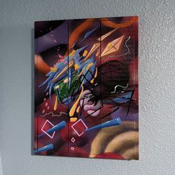 Hand Painted Art Piece On Wood Canvas 