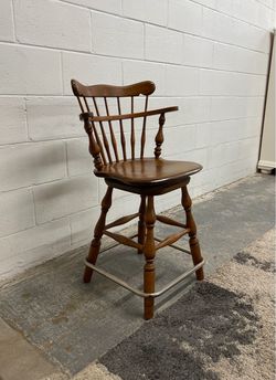 Vintage Wood Swivel Bar Stool