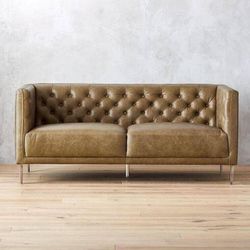 CB2 Leather Loveseat 