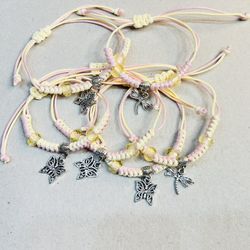 6 New Braided Charm Bracelets Great For Gift Or Favors