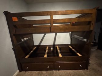 Wood Bunk Bed Frame with Storage Drawers